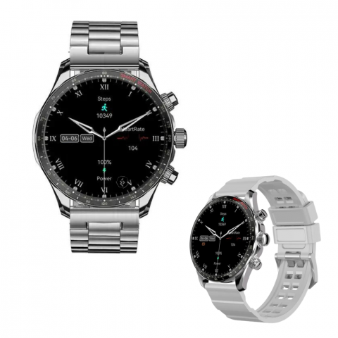 Ceas smartwatch Evolve-x® EvoFitt KM68, ecran AMOLED, Apeluri si mesaje bluetooth, Functii monitorizare Ritm cardiac, Somn, Nivel oxigen, Tensiune si Calorii, Asistent vocal, IP68, compatibil iOS si A [2]