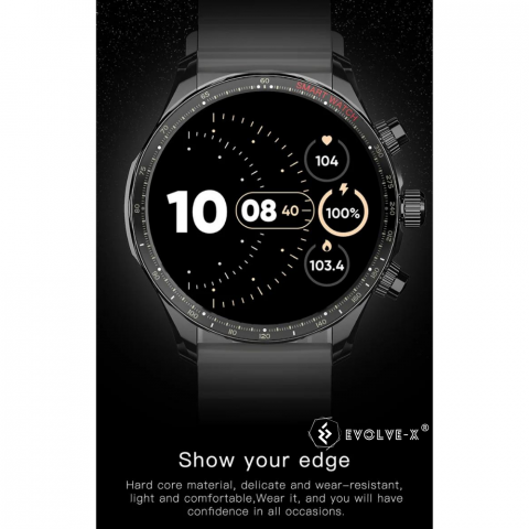 Ceas smartwatch Evolve-x® EvoFitt 68, ecran AMOLED, Apeluri si mesaje bluetooth, Functii monitorizare Ritm cardiac, Somn, Nivel oxigen, Tensiune si Calorii, Asistent vocal, IP68 [6]
