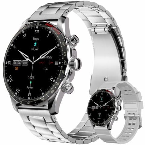 Smartwatch si Gadgeturi - Ceas smartwatch Evolve-x® EvoFitt KM68, ecran AMOLED, Apeluri si mesaje bluetooth, Functii monitorizare Ritm cardiac, Somn, Nivel oxigen, Tensiune si Calorii, Asistent vocal, IP68, compatibil iOS si A