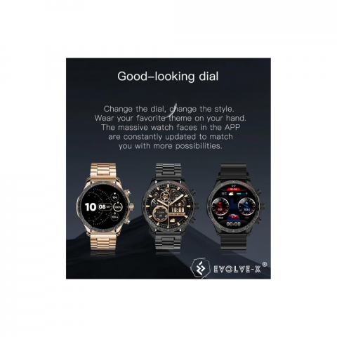 Ceas smartwatch Evolve-x® EvoFitt KM68, ecran AMOLED, Apeluri si mesaje bluetooth, Functii monitorizare Ritm cardiac, Somn, Nivel oxigen, Tensiune si Calorii, Asistent vocal, IP68, compatibil iOS si A [9]