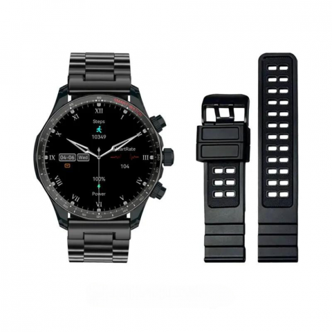 Ceas smartwatch Evolve-x® EvoFitt KM68, ecran AMOLED, Apeluri si mesaje bluetooth, Functii monitorizare Ritm cardiac, Somn, Nivel oxigen, Tensiune si Calorii, Asistent vocal, IP68, compatibil iOS si A [3]