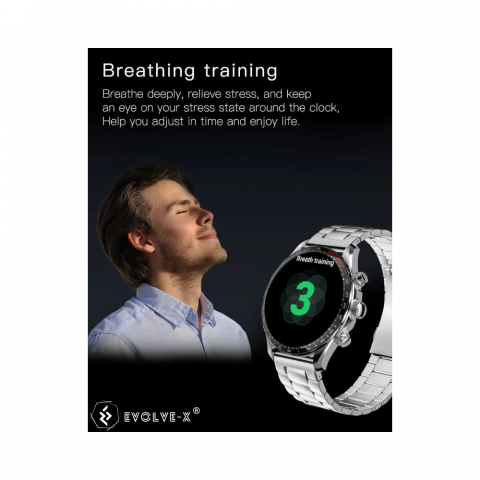 Ceas smartwatch Evolve-x® EvoFitt KM68, ecran AMOLED, Apeluri si mesaje bluetooth, Functii monitorizare Ritm cardiac, Somn, Nivel oxigen, Tensiune si Calorii, Asistent vocal, IP68, compatibil iOS si A [11]