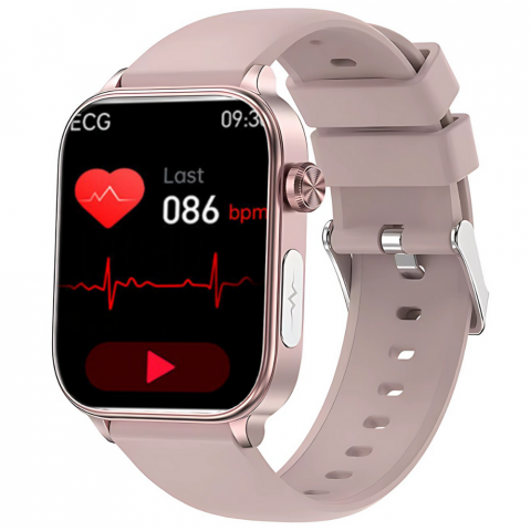 Smartwatch dama - Ceas smartwatch Evolve-x® EvoPulse PRO, EKG, Apeluri si mesaje bluetooth, Monitorizare Sanatate, rose gold