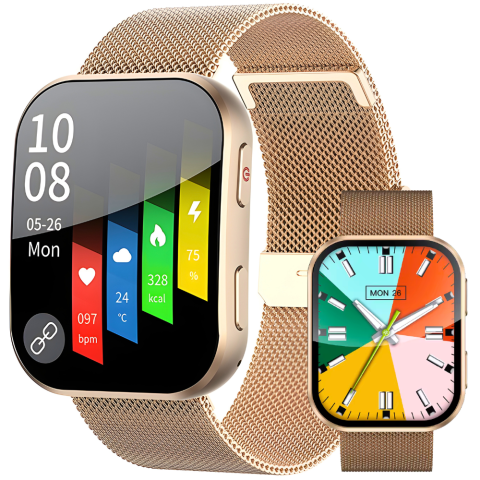 Smartwatch dama - Ceas Smartwatch EvoWatch 7S, Apeluri Bluetooth, Monitorizare Sanatate, Notificari Aplicatii, compatibil iOS si Android