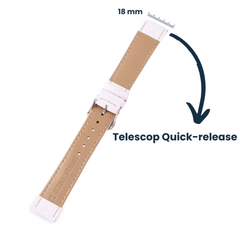 Curea smartwatch din piele ecologica, 20mm, sistem Quick release, catarama metalica, alb [3]
