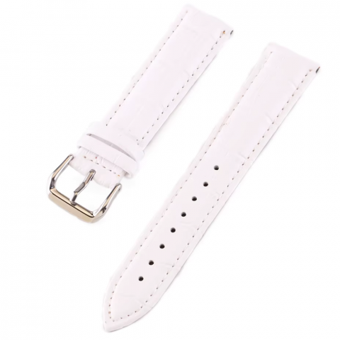 Curea smartwatch din piele ecologica, 20mm, sistem Quick release, catarama metalica, alb [1]
