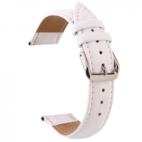 Accesorii Smartwatch - Curea smartwatch din piele ecologica, 20mm, sistem Quick release, catarama metalica, alb
