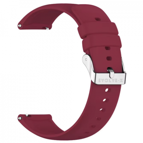 Accesorii Smartwatch - Curea smartwatch din silicon, 18 mm, sistem Quick release, catarama inox, visiniu