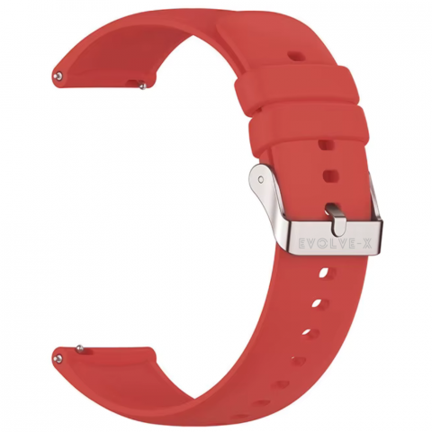 Accesorii Smartwatch - Curea smartwatch din silicon, 18 mm, sistem Quick release, catarama inox, rosu