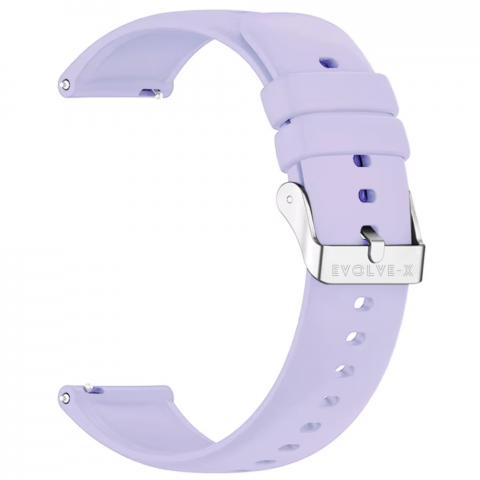 Curea smartwatch din silicon, 18 mm, sistem Quick release, catarama inox, lila