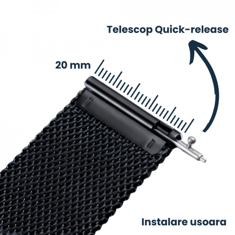 Bratara smartwatch Milanese loop din otel inoxidabil, 20mm [2]
