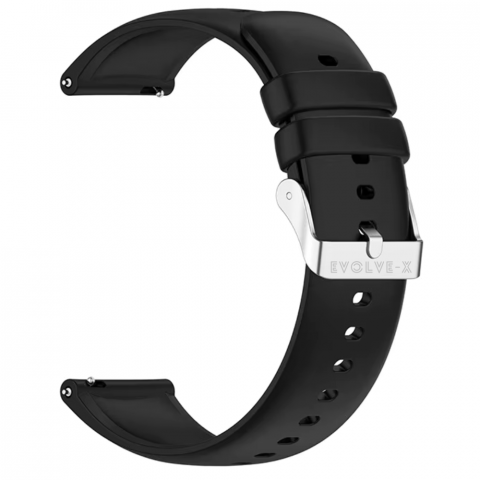 Curea smartwatch din silicon, 18 mm, sistem Quick release, catarama inox, negru