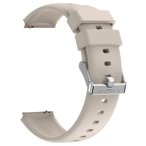 Curea smartwatch din silicon, 22 mm, sistem Quick release, catarama inox, bej