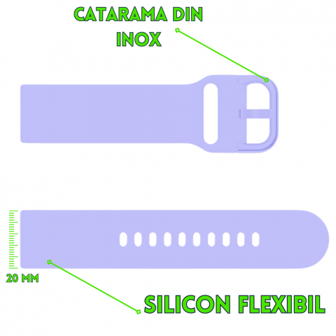 Curea smartwatch din silicon, 20mm, sistem Quick release, lila [1]