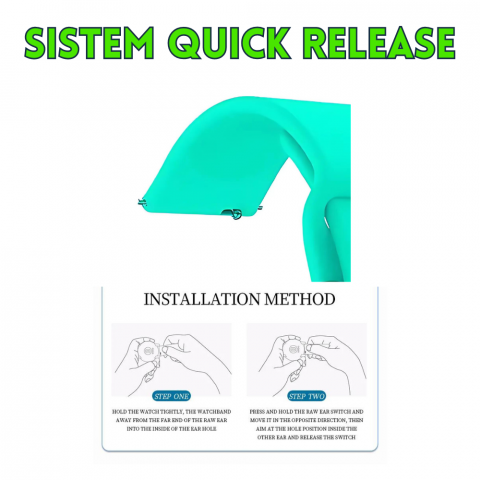 Curea smartwatch din silicon, 20mm, sistem Quick release, verde turcoaz [3]