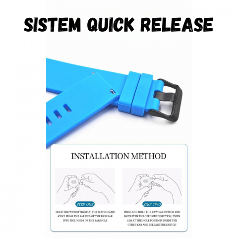 Curea smartwatch din silicon, 22mm, sistem Quick release, Gri [4]