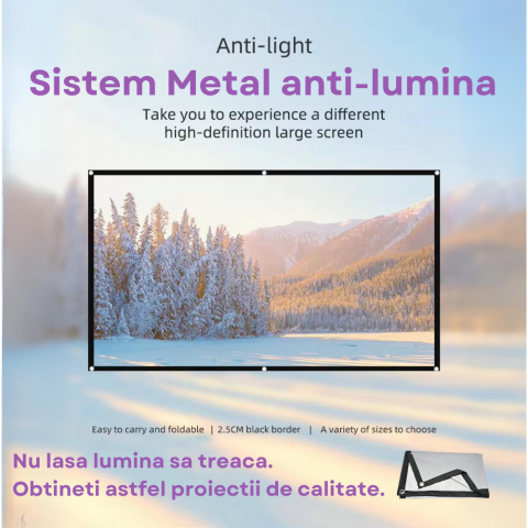 Ecran de proiectie Evolve-x® 100 inch, portabil, 16:9, Material anti-lumina, Proiectie fata-verso, potrivit pentru acasa, birou sau exterior [1]