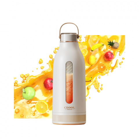 Blendere & Tocatoare - Mini Blender Electric Evolve-x® Ceool pentru Smoothie, Shake sau Fresh, Portabil, Deschidere dubla, Capacitate 400 ml, 4 lame din inox, Acumulator reincarcabil 3000 mAh, Silentios, Maner din piele eco