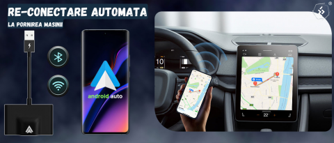 Modul Android Auto wireless Evolve-x®, pentru masini cu Android Auto de fabrica prin cablu, Plug & Play, negru carbon, cu adaptor USB la USB-C inclus [4]