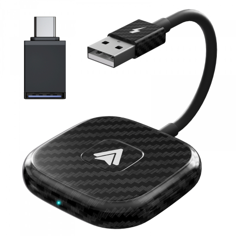 Electronice Auto - Modul Android Auto wireless Evolve-x®, pentru masini cu Android Auto de fabrica prin cablu, Plug & Play, negru carbon, cu adaptor USB la USB-C inclus
