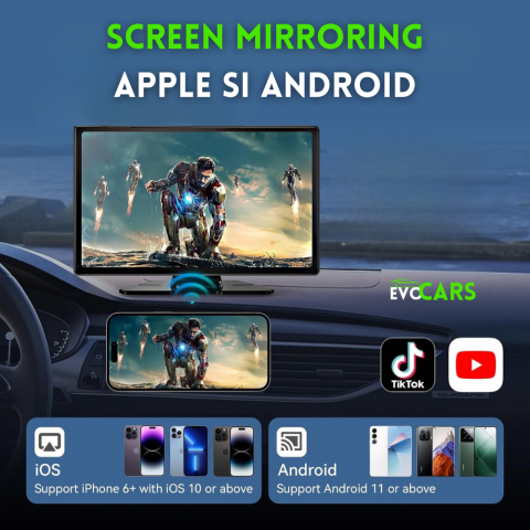 Navigatie Auto EvoCARS pentru Carplay/Android Auto wireless, Camera de bord si marsarier, 9 inch [2]