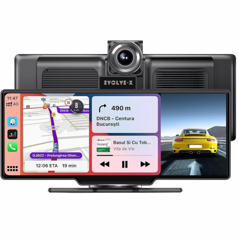 Navigatie Auto universala EvoCARS Carplay/Android Auto, Camera frontala si marsarier [1]
