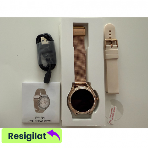 RESIGILAT: Ceas smartwatch dama Evolve-x® EvoFitt Slim, Apeluri si mesaje bluetooth, Functii fitness, monitorizare Ritm cardiac, Somn, Nivel oxigen si Calorii, Asistent vocal, IP67, compatibil iOS si  [1]