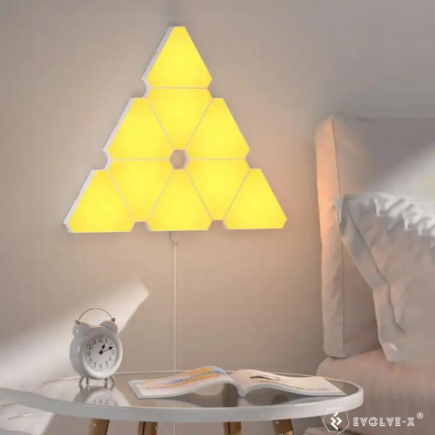Set 12 panouri luminoase LED modulare inteligente Evolve-x® EvoLuxe, RGB, Wi-Fi, senzor muzica, telecomanda si aplicatie compatibila iOS/Android, 200 lm [11]