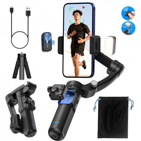 Accesorii Foto & Video - Stabilizator de imagine Evolve-x® Tokqi, Gimbal pentru telefon cu 3 Axe, Telecomanda magnetica, Stabilizare foto video, Control cu gesturi