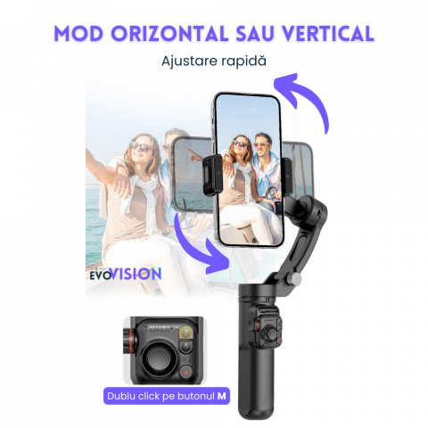 Stabilizator de imagine Evolve-x® Tokqi, Gimbal pentru telefon cu 3 Axe, Telecomanda magnetica, Stabilizare foto video, Control cu gesturi [11]