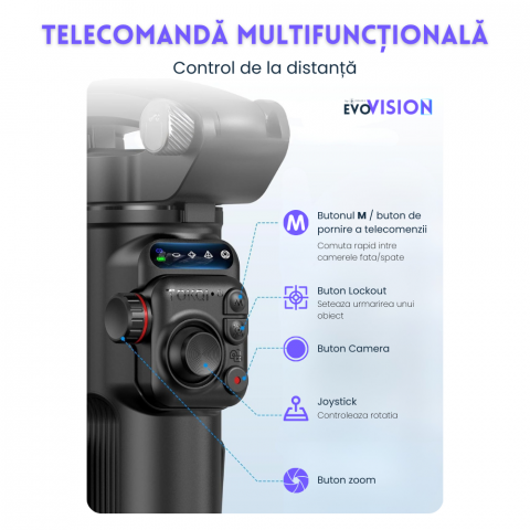 Stabilizator de imagine Evolve-x® Tokqi, Gimbal pentru telefon cu 3 Axe, Telecomanda magnetica, Stabilizare foto video, Control cu gesturi [9]