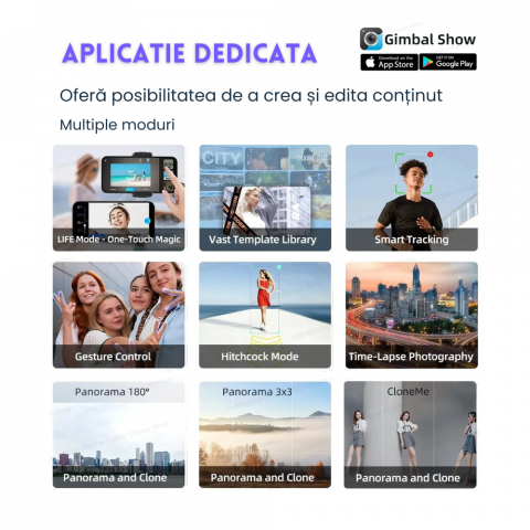 Stabilizator de imagine Evolve-x® Tokqi, Gimbal pentru telefon cu 3 Axe, Telecomanda magnetica, Stabilizare foto video, Control cu gesturi [13]
