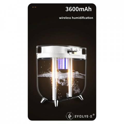 Umidificator de aer wireless Evolve-x® Harmony Dual, cu atomizare prin ultrasunete, difuzie duala, lumina ambientala, acumulator, pentru casa si birou, Crem [6]
