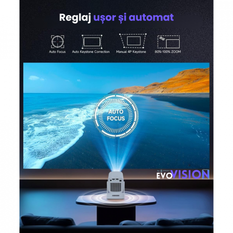 Videoproiector portabil smart Evolve-x® EvoVision 260 Pro, 1080p Full HD, suport 4K UHD, 200 ANSI, Android 11, Wi-Fi 6 dual, Bluetooth 5.4 [6]