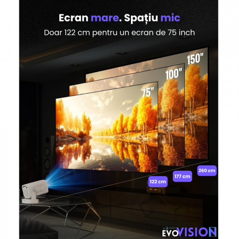 Videoproiector portabil smart Evolve-x® EvoVision 260 Pro, 1080p Full HD, suport 4K UHD, 200 ANSI, Android 11, Wi-Fi 6 dual, Bluetooth 5.4 [7]
