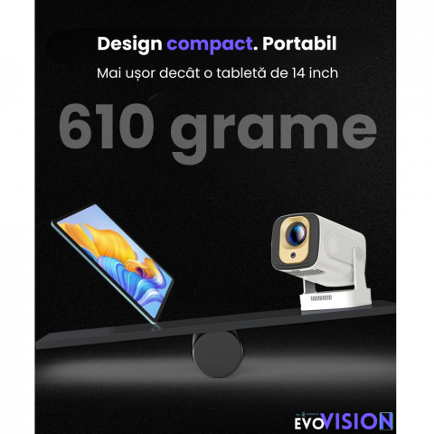 Videoproiector portabil smart Evolve-x® EvoVision 260 Pro, 1080p Full HD, suport 4K UHD, 200 ANSI, Android 11, Wi-Fi 6 dual, Bluetooth 5.4 [8]