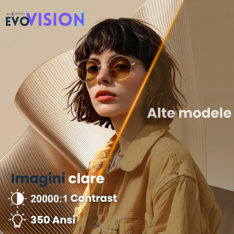 Videoproiector portabil smart Evolve-x® EvoVision 350 Pro, 1080p Full HD, suport 4K UHD, 350 ANSI, Android 13, Wi-Fi 6 dual, Bluetooth 5.4, NETFLIX Oficial [15]