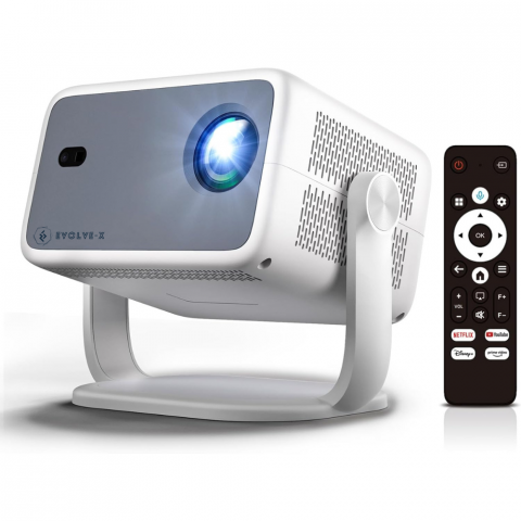 Videoproiectoare - Videoproiector portabil smart Evolve-x® EvoVision 350 Pro, 1080p Full HD, suport 4K UHD, 350 ANSI, Android 13, Wi-Fi 6 dual, Bluetooth 5.4, NETFLIX Oficial
