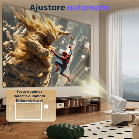 Videoproiector portabil smart Evolve-x® EvoVision 350 Pro, 1080p Full HD, suport 4K UHD, 350 ANSI, Android 13, Wi-Fi 6 dual, Bluetooth 5.4, NETFLIX Oficial [14]