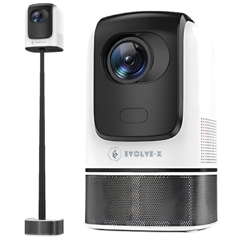 Videoproiectoare Smart - Videoproiector Smart portabil Evolve-x® cu trepied integrat, 6500 lumeni, Android, Wi-Fi dual, Bluetooth, rezolutie FullHD 1920 x 1080, suport 4K, HDMI, USB si Mirroring Android/IOS