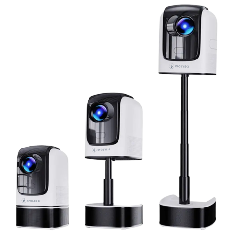 Videoproiector Smart portabil Evolve-x® cu trepied integrat, 6500 lumeni, Android, Wi-Fi dual, Bluetooth, rezolutie FullHD 1920 x 1080, suport 4K, HDMI, USB si Mirroring Android/IOS [1]