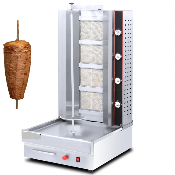 Aparat shaorma gaz GPL, Excalibur INOX, rotisor kebab gaz 4 arzatoare [7]