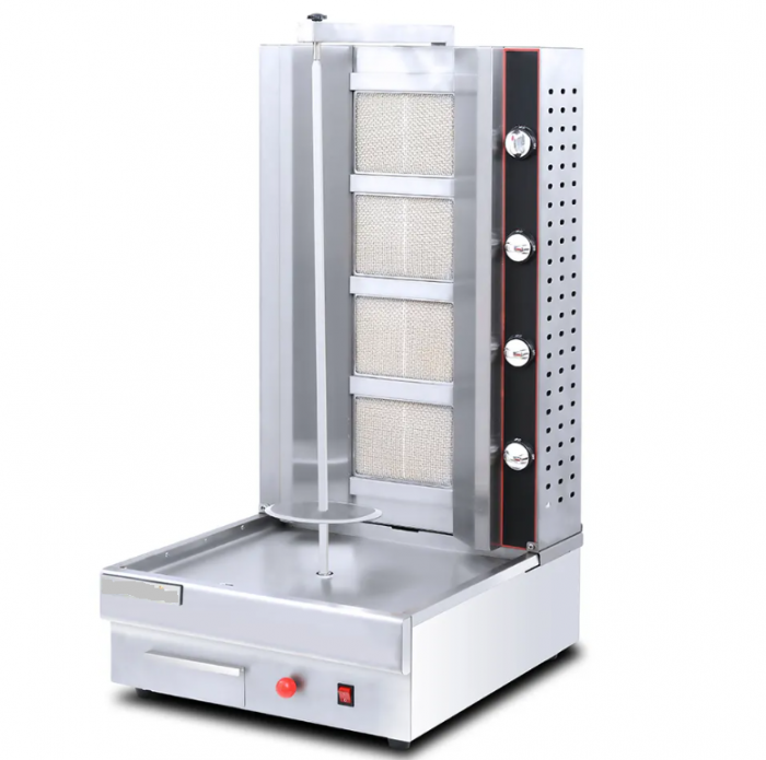 Aparat shaorma gaz GPL, Excalibur INOX, rotisor kebab gaz 4 arzatoare [1]