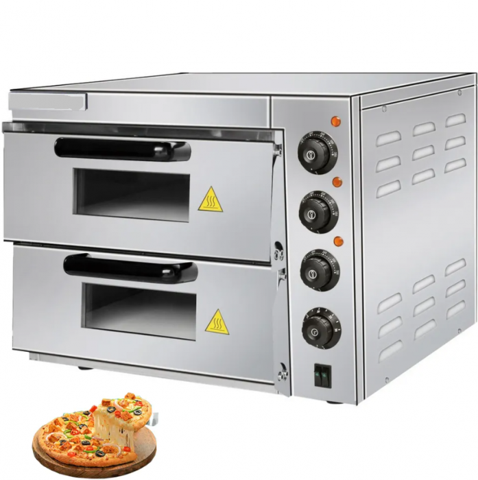 Cuptor Electric Dublu pentru Pizza 40 x 40 cm Otel Inoxidabil [1]