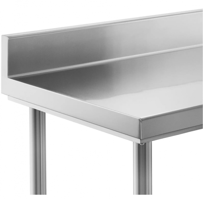 Masă Inox 1400x700x850 mm cu Rebord si Poliță Inferioară Demontabilă [3]