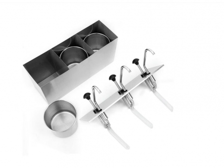 Dispenser Dozator Triplu pentru Sosuri din Inox – 3 x 3 Litri [1]