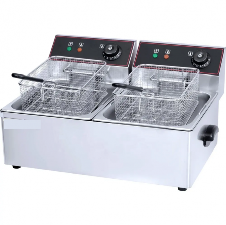 Friteuze - Friteuză electrică profesională din inox, 8 + 8 litri cu manere laterale