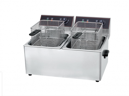 Friteuză electrică profesională din inox, 8 + 8 litri cu manere laterale [6]
