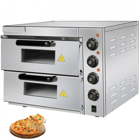 Gastro & Horeca - Cuptor Electric Dublu pentru Pizza 40 x 40 cm Otel Inoxidabil