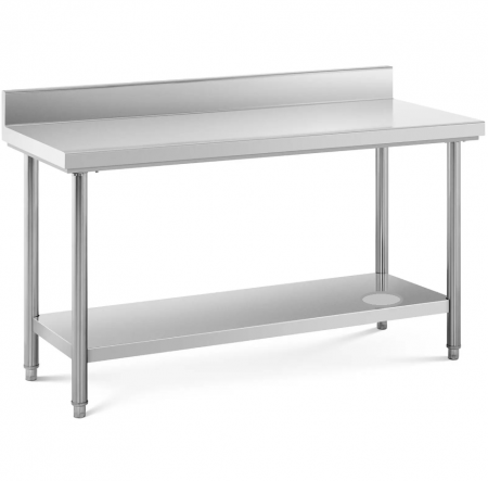 Mese Inox - Masă Inox 1400x700x850 mm cu Rebord si Poliță Inferioară Demontabilă